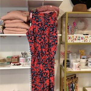 Floral Sleeveless Dress - Red and Blue
